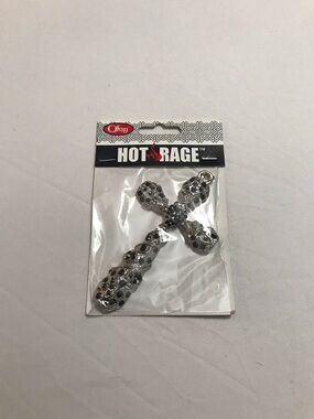 Hot Rage Big Silver Tone Cross Bag Charm Pendant Black Rhinestones